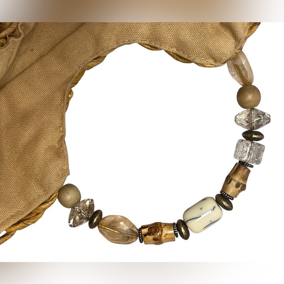 Cappelli Straworld Straw Beaded Handle Bag Boho Woven Raffia Purse Tan - Picture 8 of 11